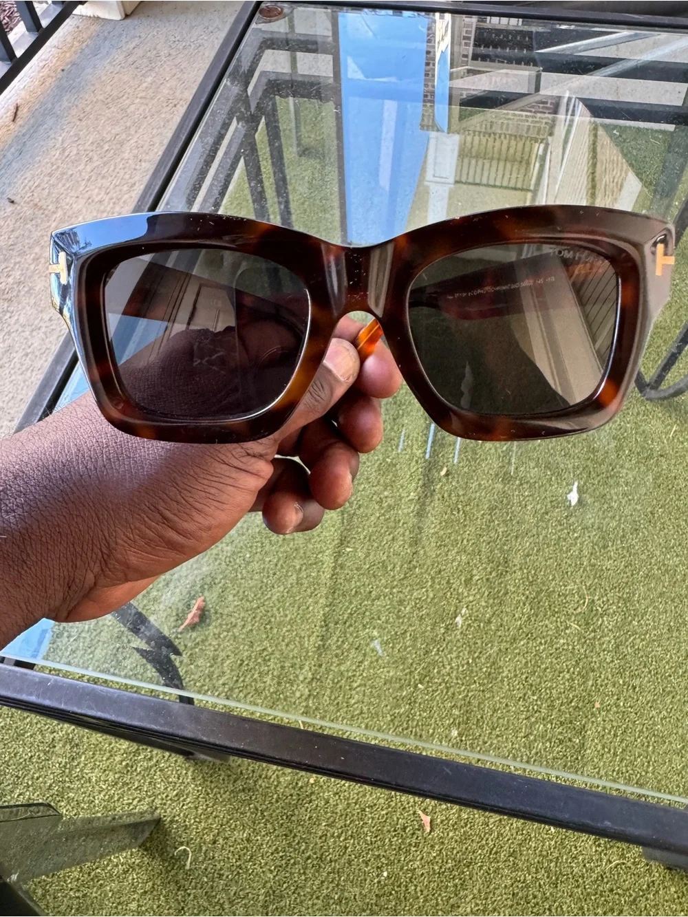 Tom Ford Men’s Tortoiseshell Square Sunglasses - Dark Brown & Black Lenses
